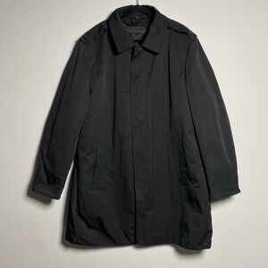 NWOT American‎ Airlines Mens XL Black Quilted Lined Overcoat Long Trench Coat